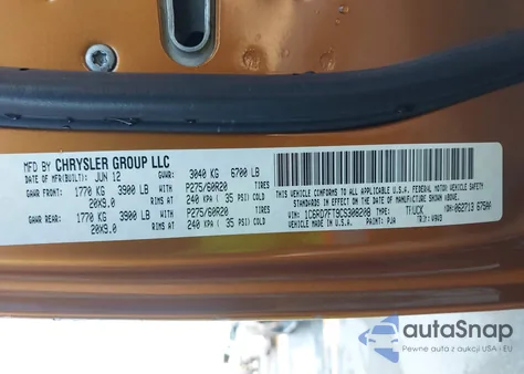 2012 Ram 1500 St z USA, uszkodzony, nr VIN 1C6RD7FT9CS308208